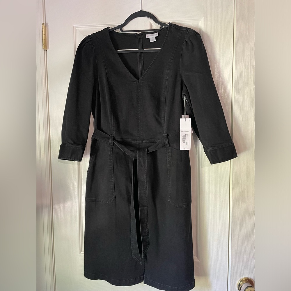 LIZ CLAIBORNE Black Denim Dress. NWT Size 6